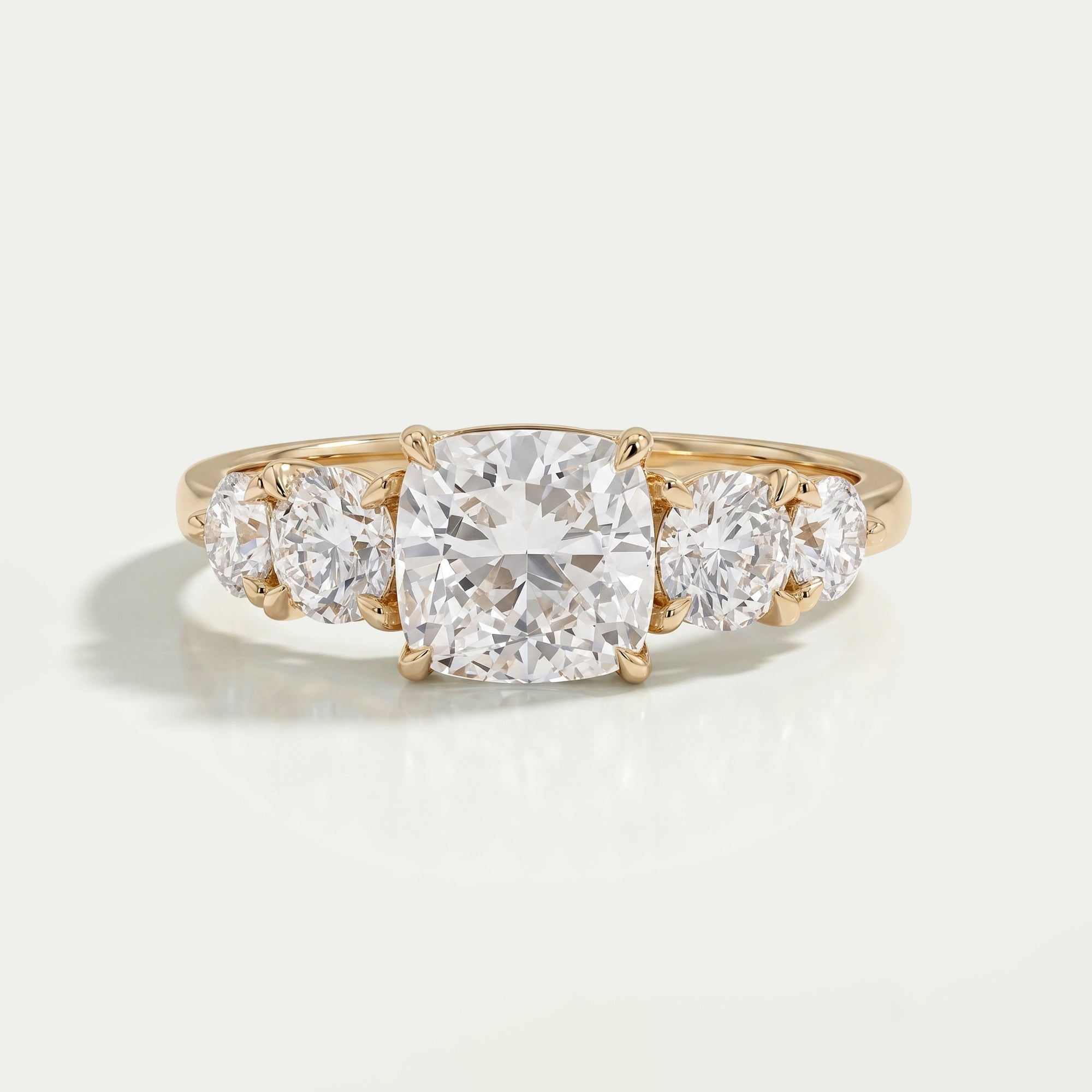 Five Stone Cushion Lab Grown Diamond Engagement Ring Rings