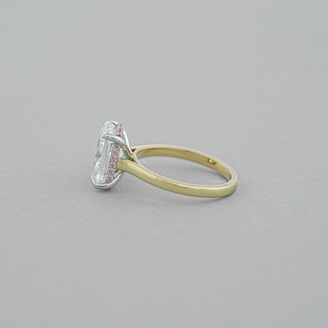 Cushion Lab Diamond Pink Hidden Halo Solitaire Ring Rings