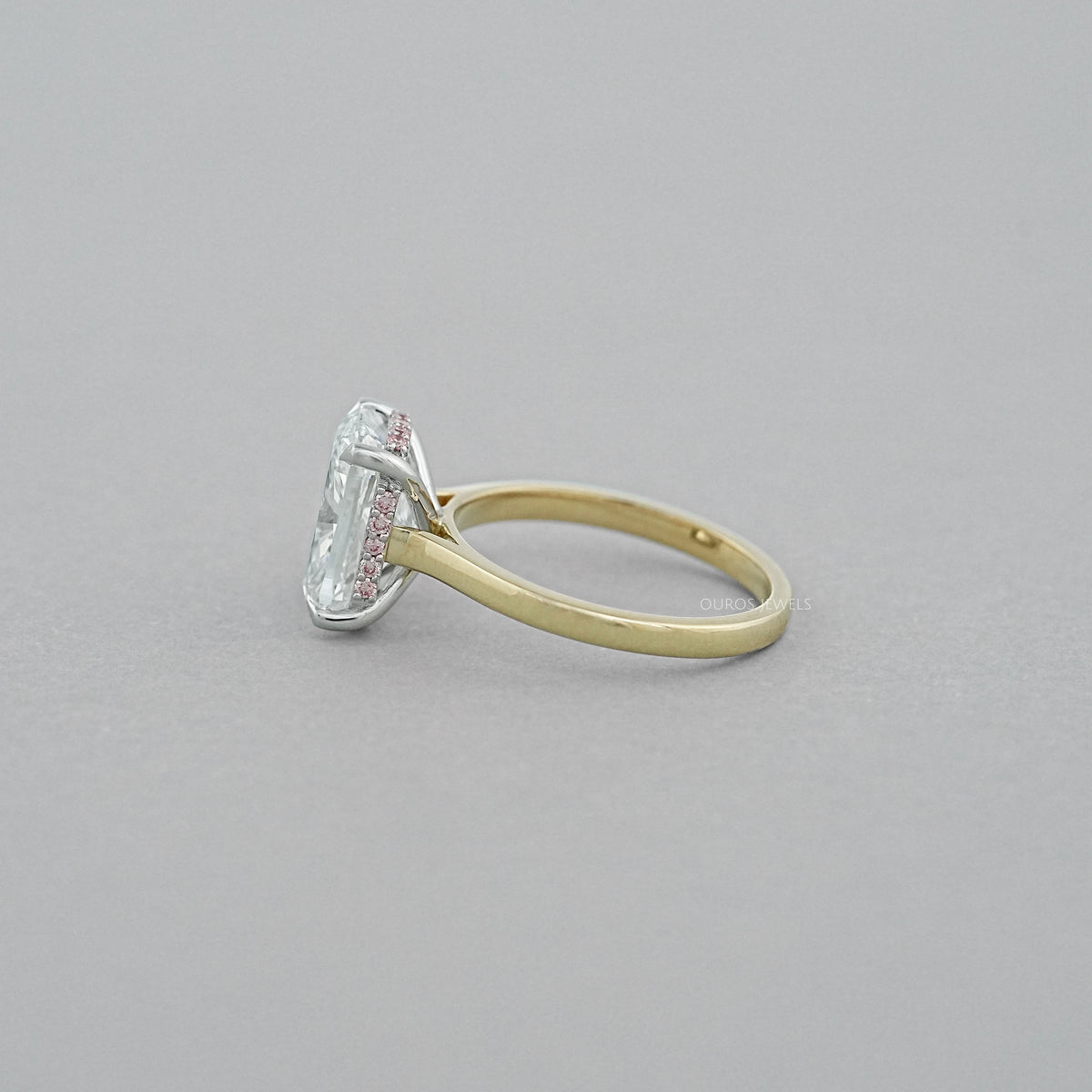 Cushion Lab Diamond Pink Hidden Halo Solitaire Ring Rings
