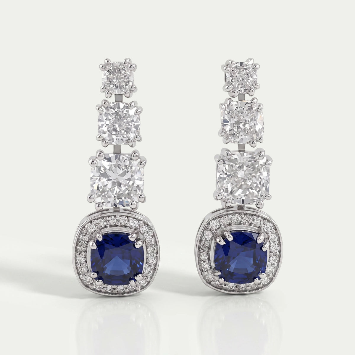Cushion Cut Gemstone And Diamond Drop Dangle Earrings Earrings