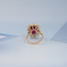 Ruby Elongated Cushion Gemstone Halo Diamond Ring