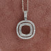 Cushion Shape Double Halo Semi Mount Pendant Necklaces