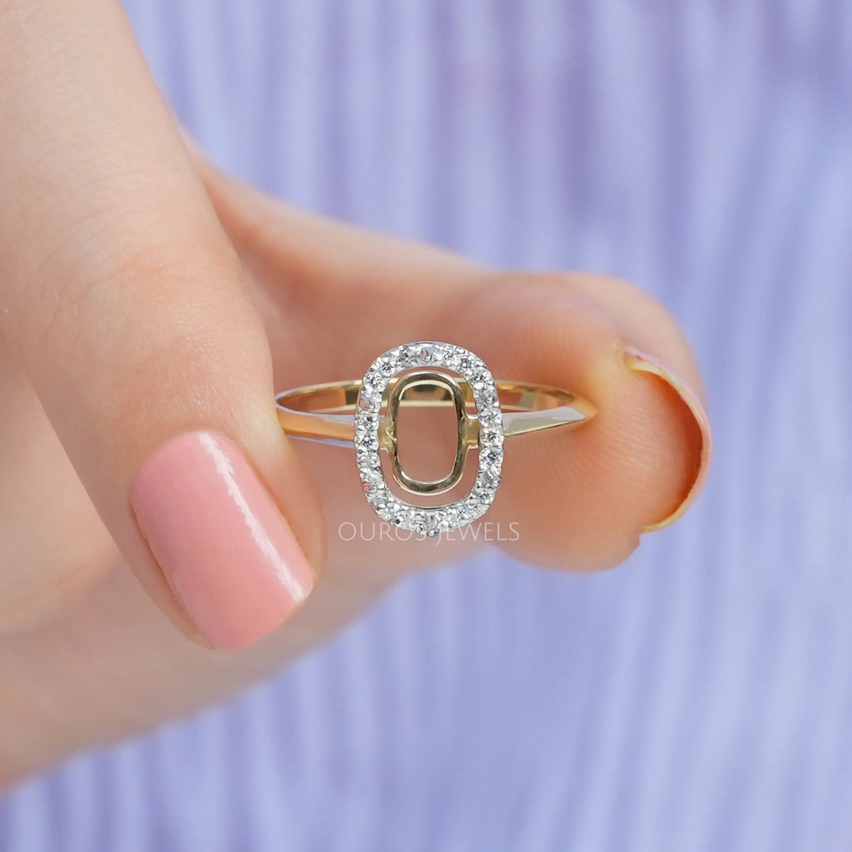 Semi Mount Cushion Cut Engagement Ring Ring