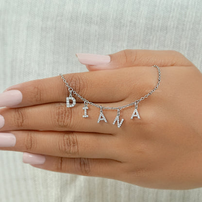 DIANA Letter Round Cut Customize Pendant Necklace