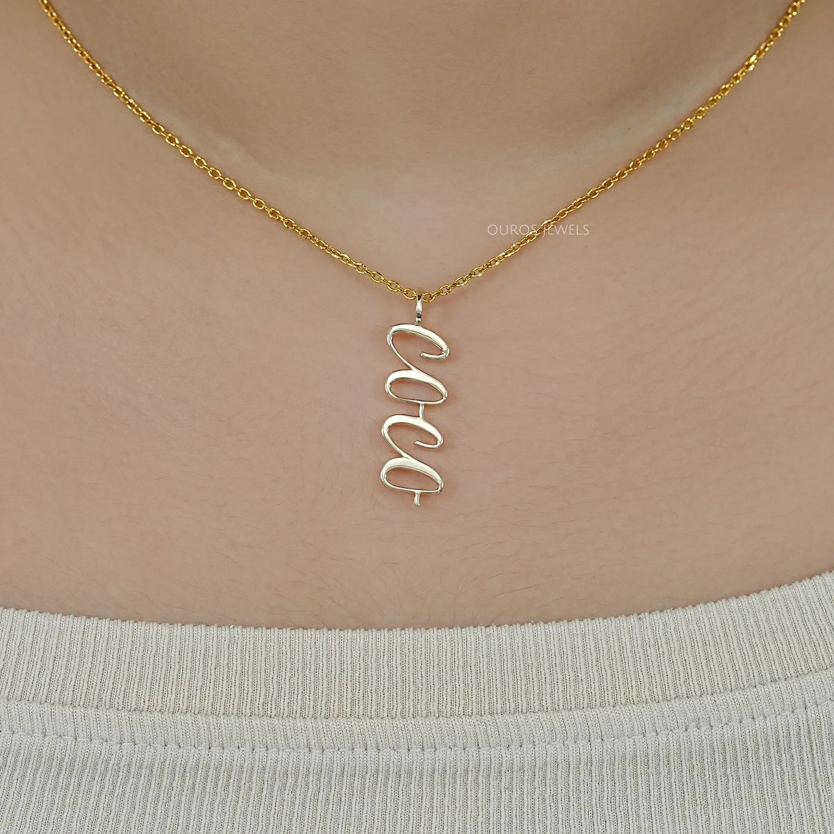 COCO Customized Letter Yellow Gold Pendant Necklaces