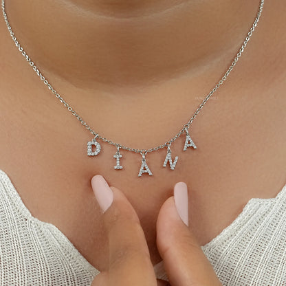 DIANA Letter Round Cut Customize Pendant Necklace