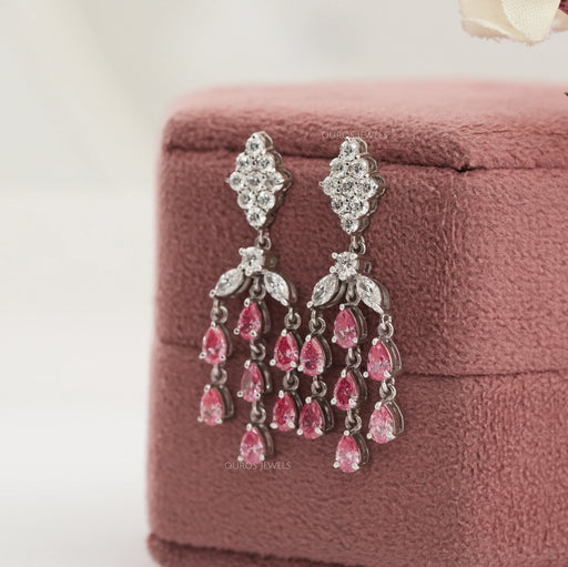 Pink Pear Lab Diamond Chandelier Earrings Earrings