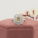 Yellow Cushion Cut Lab Diamond Bezel Set Cluster Ring Ring