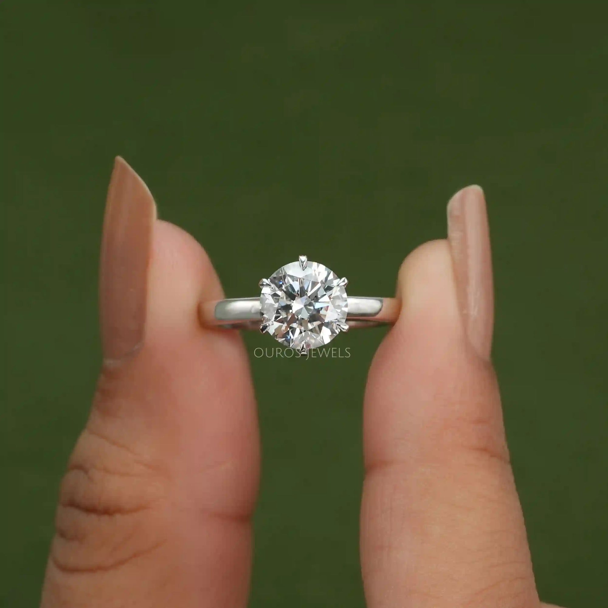 Six Prong Round Cut Solitaire Diamond Ring Rings
