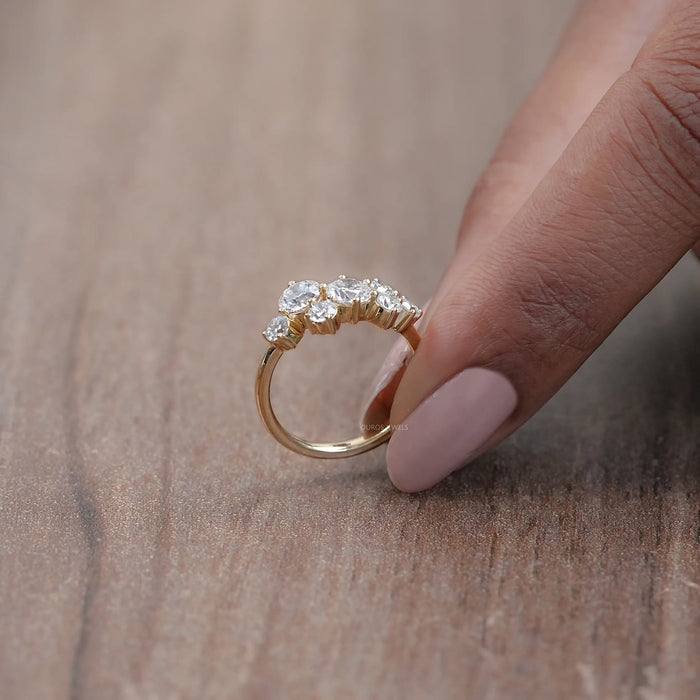 Round Lab Diamond Cluster Dainty Wedding Ring Rings