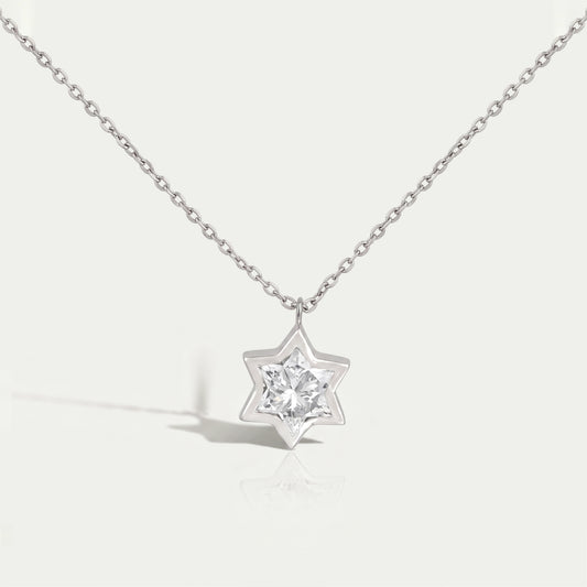 David Star Lab Diamond Bezel Set Solitaire Pendant Necklaces