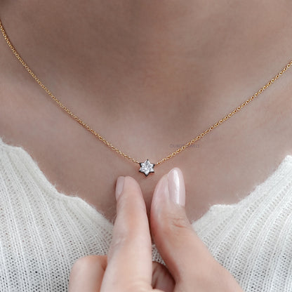 David Star Lab Diamond Bezel Set Solitaire Pendant Necklaces