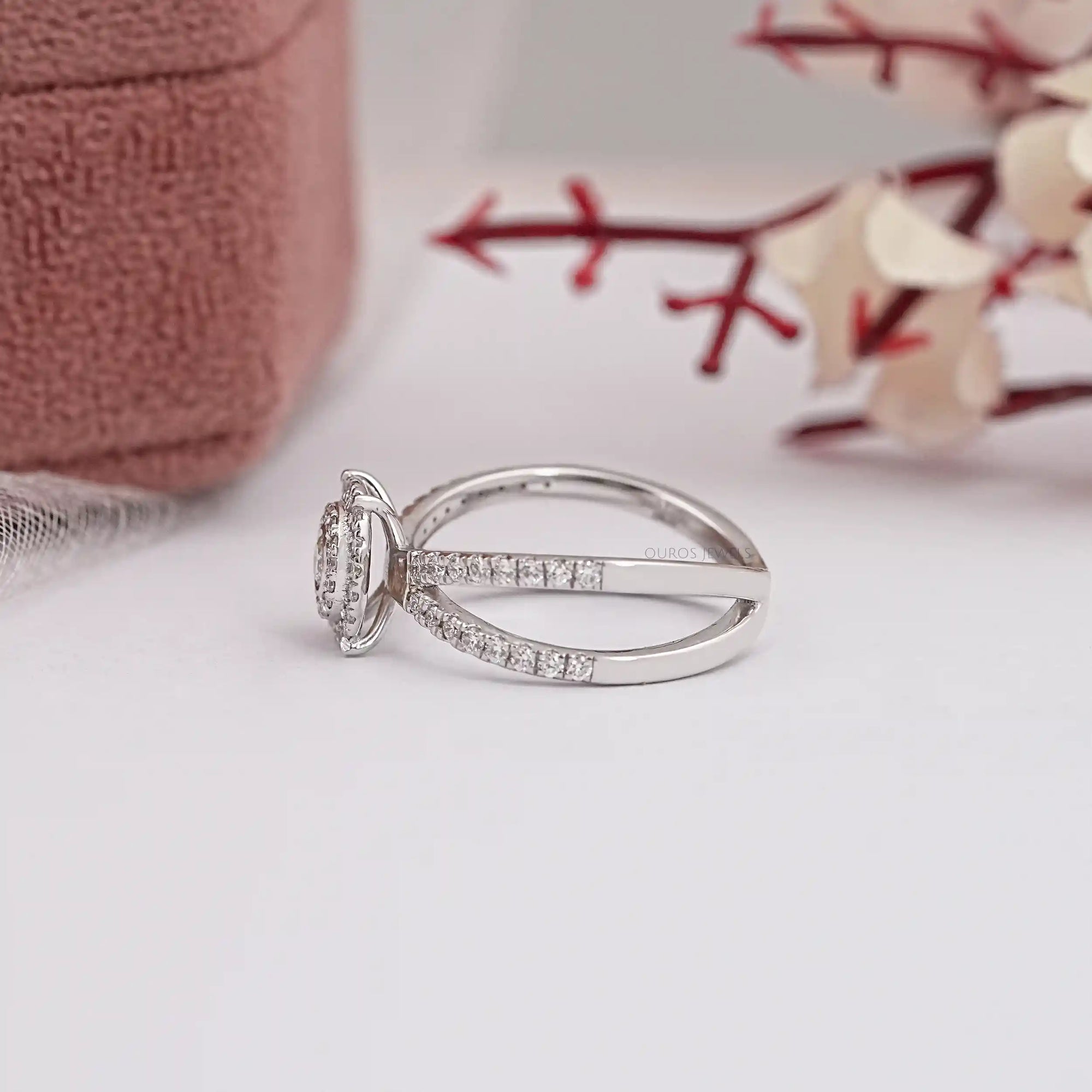 Round Diamond Crossover Ring Rings