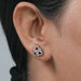 Red Ruby Three Stone Stud Earring