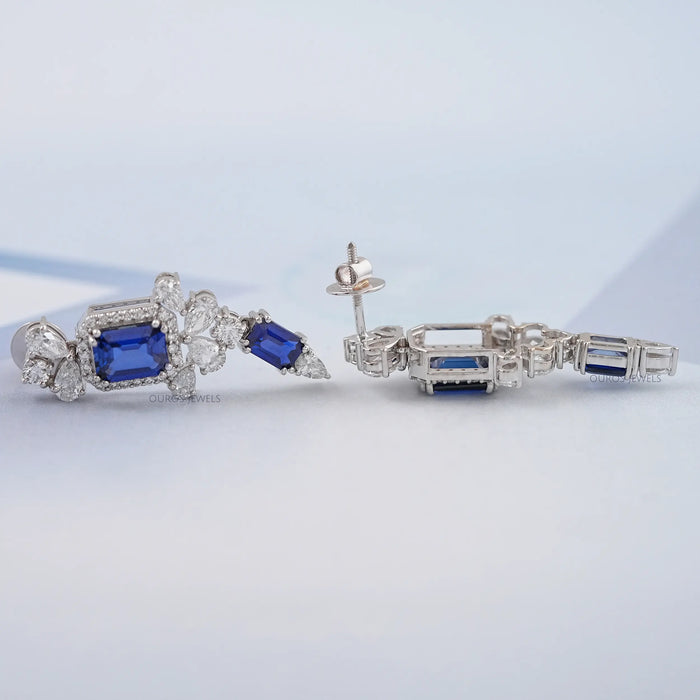 Blue Sapphire Gemstone Drop Earrings Earring