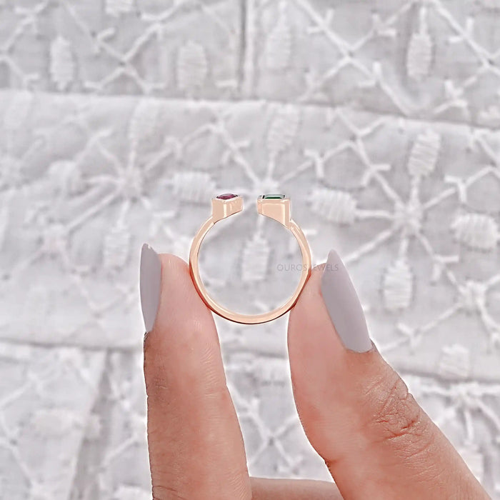 Rose Gold Open Cuff Gemstone Ring Rings