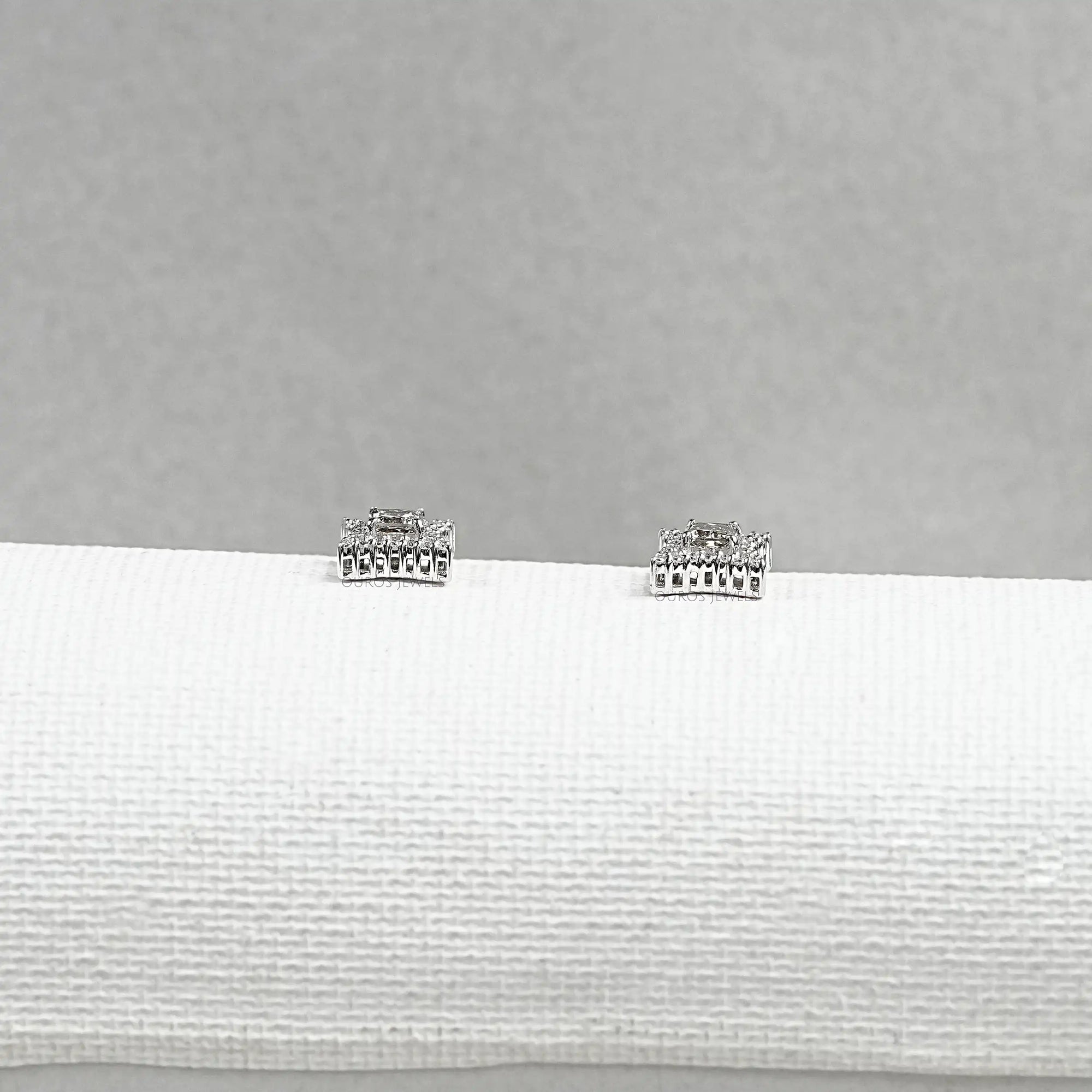 Olive Color Diamond Halo Princess Stud Earring Earrings