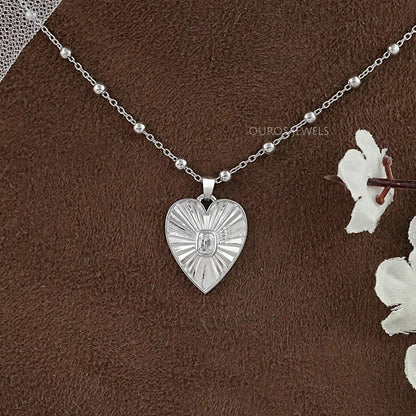 Diamond Fluted Heart shape Pendant Necklaces