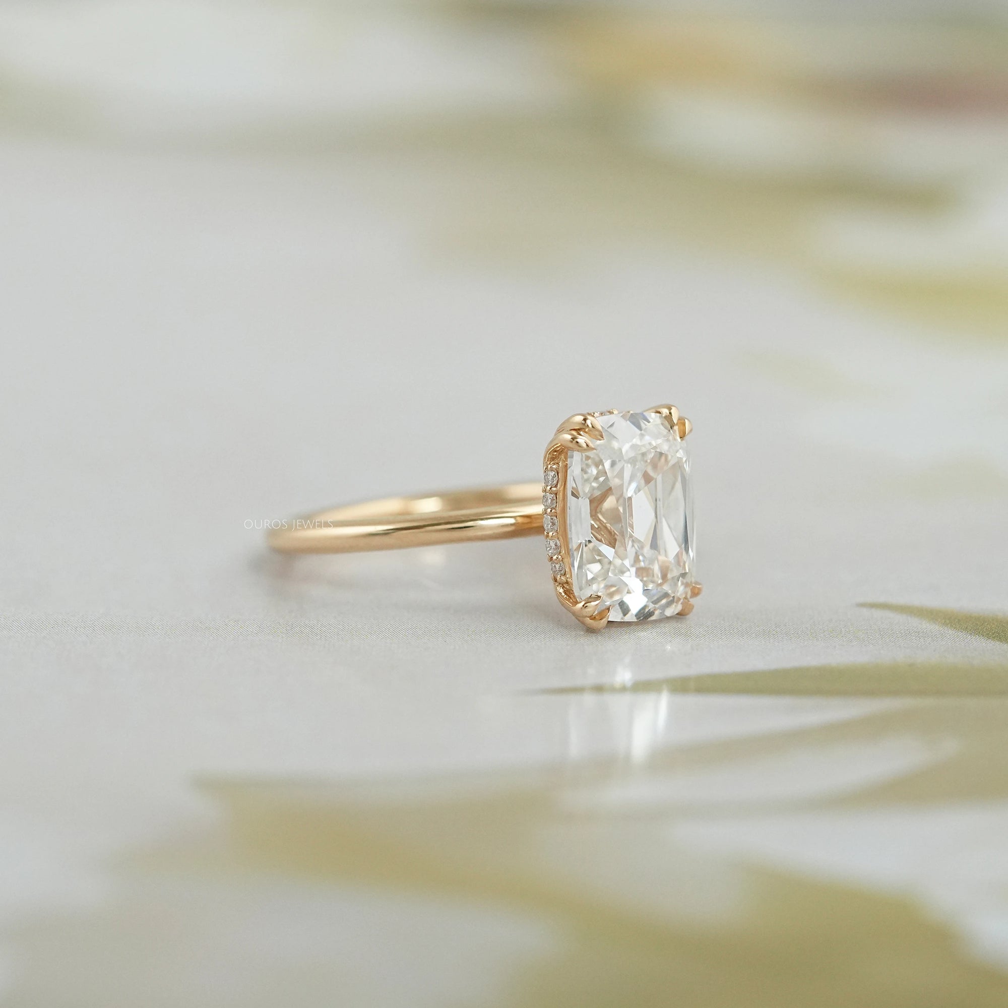Old Mine Cushion Lab Diamond Solitaire Ring Rings