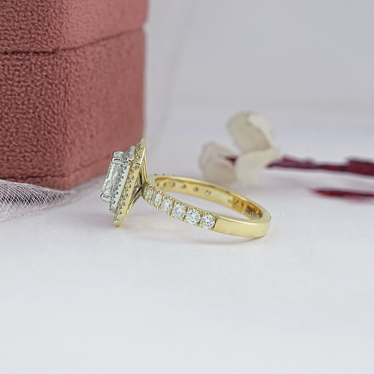 Radiant Cut Double Halo Solitaire Accent Engagement Ring Rings