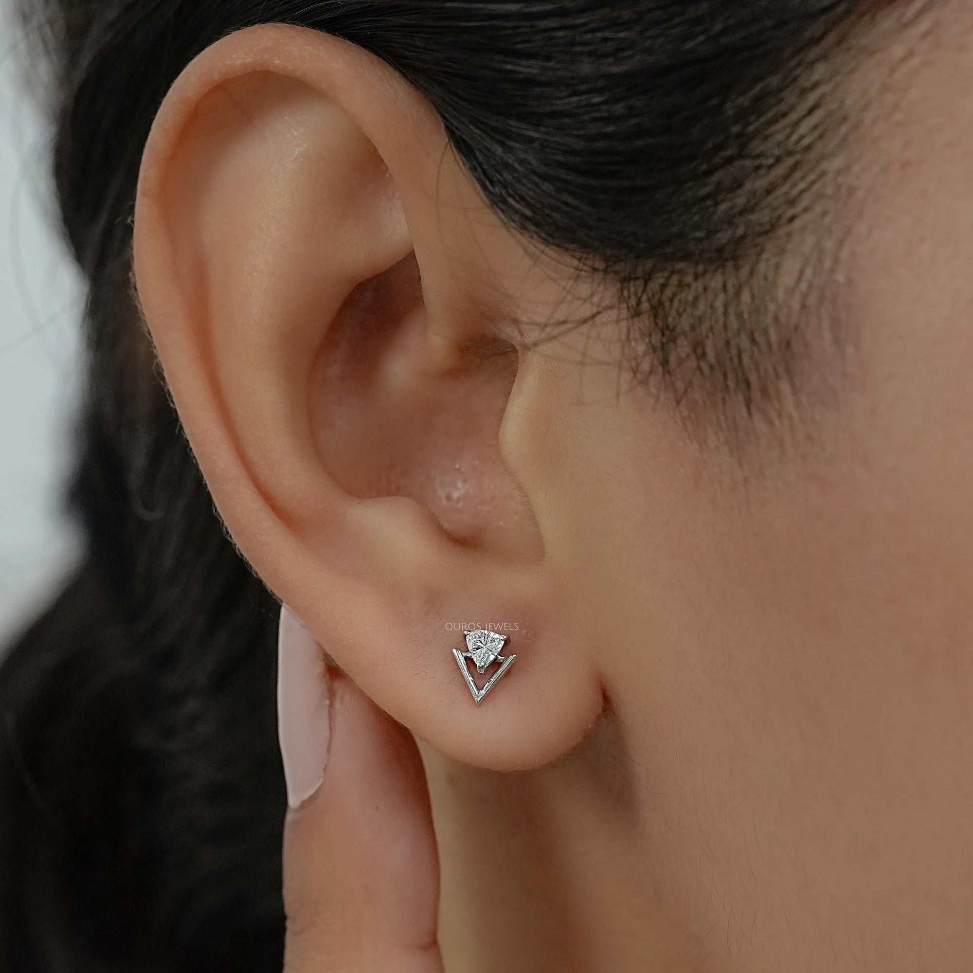 Double Triangle Lab Diamond Stud Earrings