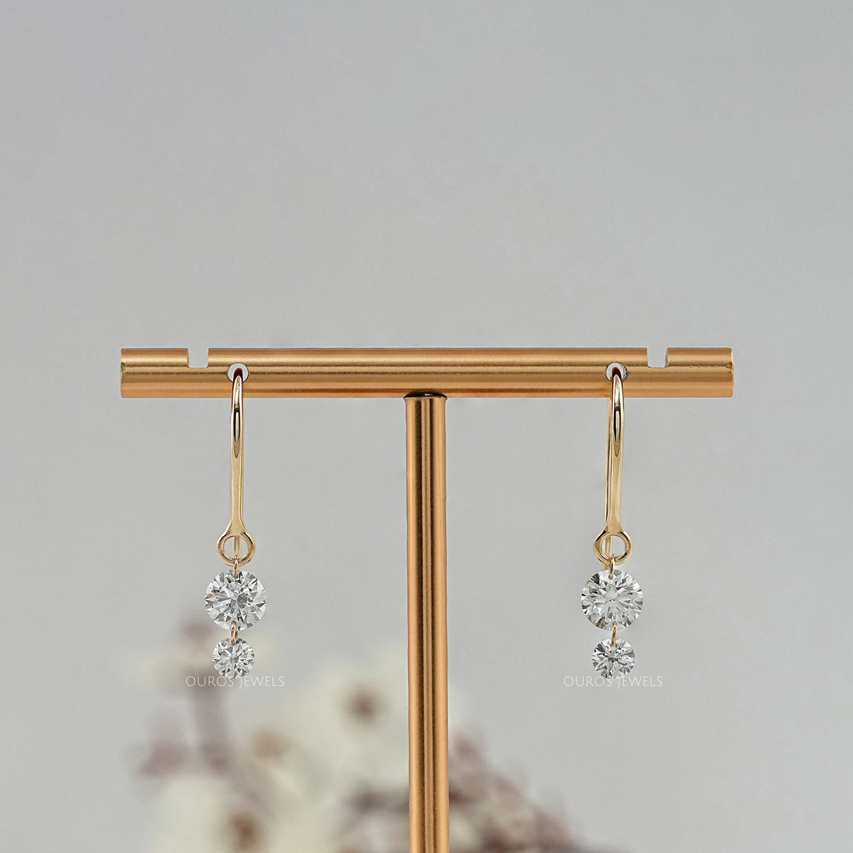 Trio Rosenschliff Runde Diamant-Halo-Ohrstecker