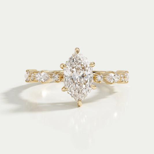 Dutch Marquise Cut And Accent Diamond Engagement Ring Ring