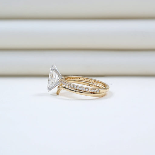 Dutch Marquise Diamond Curved Engagement Ring Set Rings