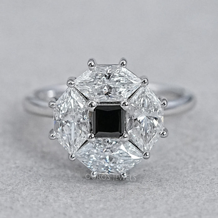 Princess Cut Lab Diamond Halo Dutch Marquise Ring Rings