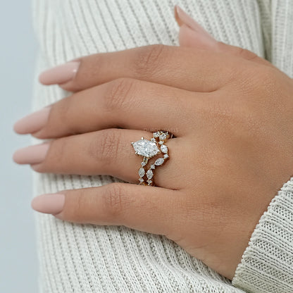 Dutch Marquise Lab Diamond Bridal Ring Set