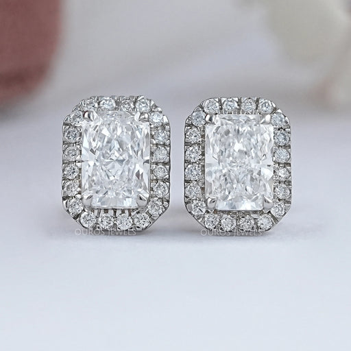 Radiant Diamond Halo Stud Earrings Earring