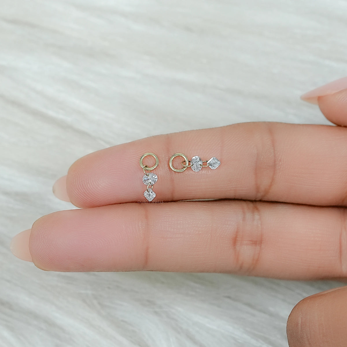 Trio Rosenschliff Runde Diamant-Halo-Ohrstecker