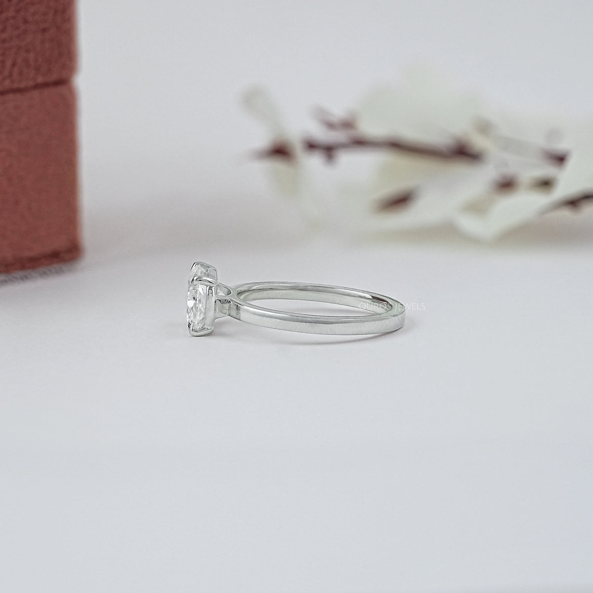 East West Cushion Diamond Solitaire Engagement Ring Rings