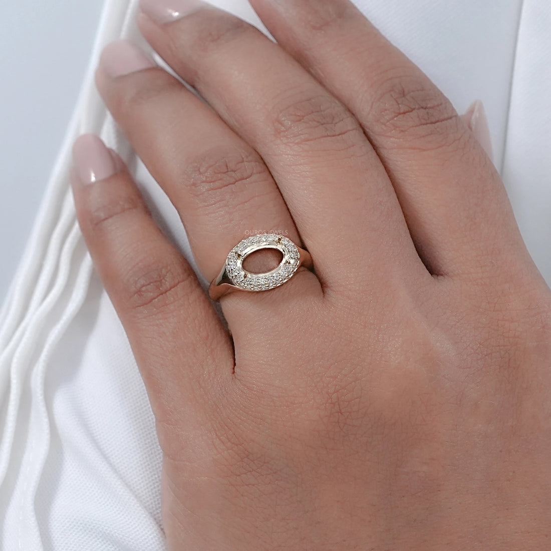 Oval Shape Double Halo Semi Mount Engagement Ring Rings