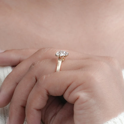 East West Old Mine Moval Lab Diamond Engagement Ring Ring