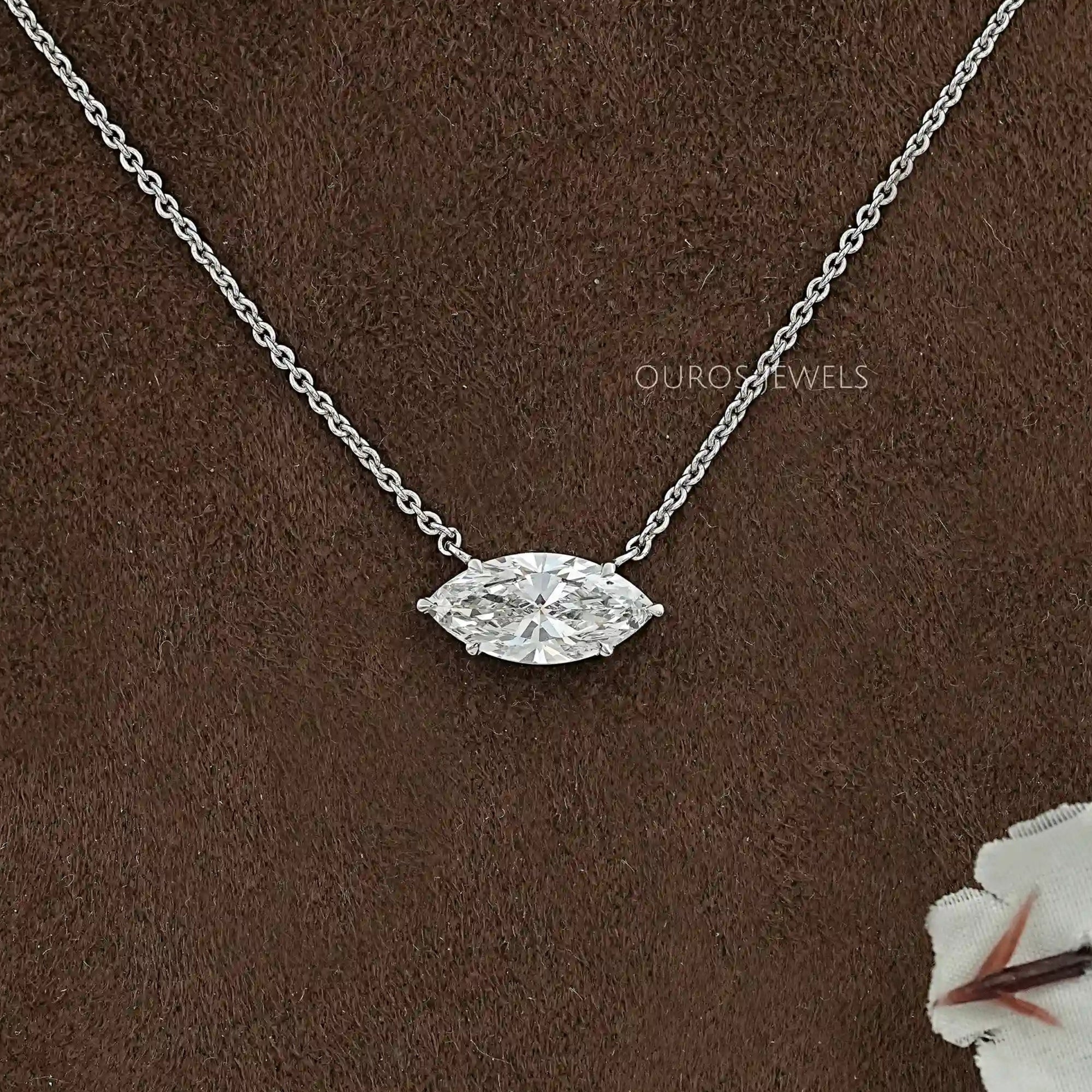 East West Marquise Diamond Solitaire Pendant