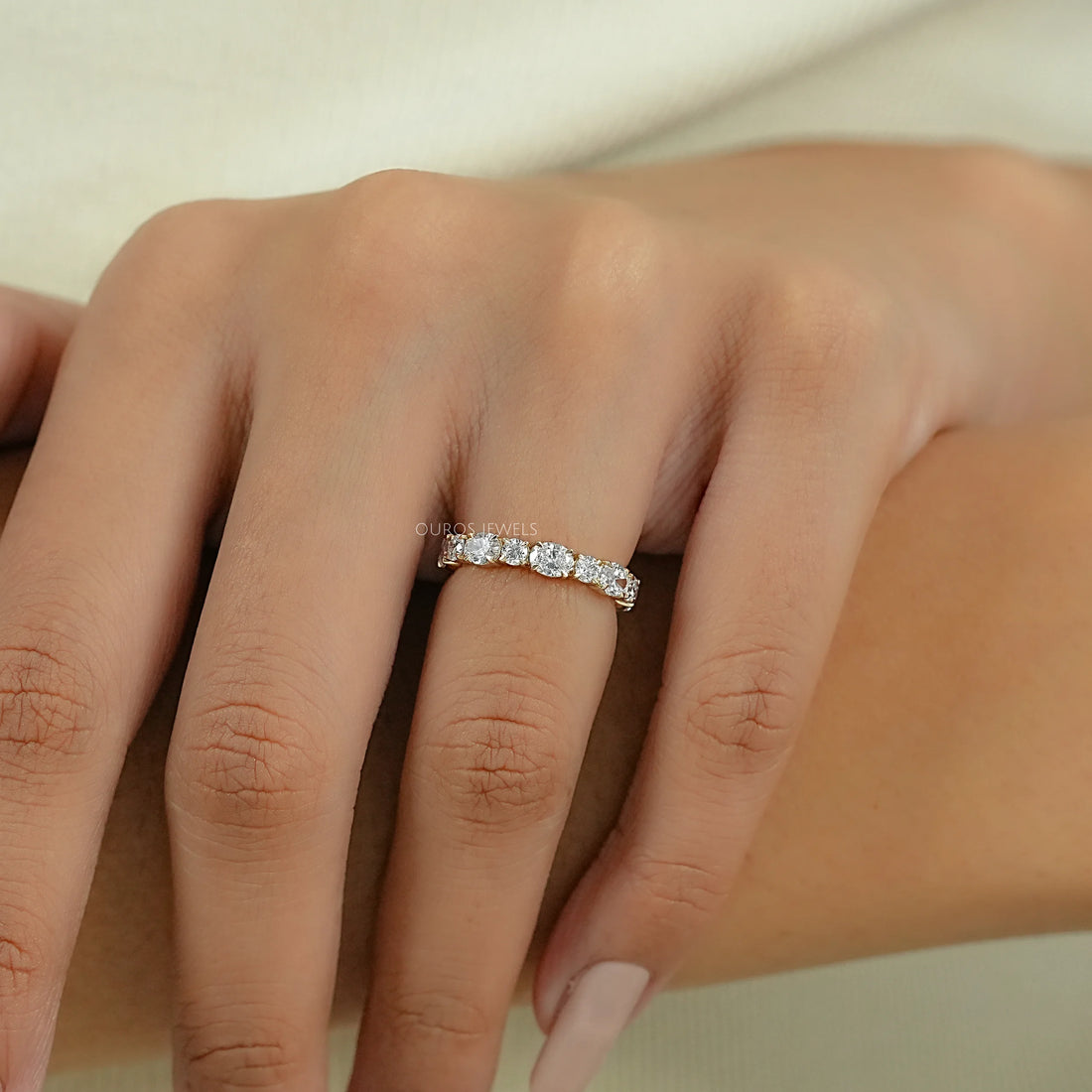 Oval And Round Diamond Eternity Band Ring