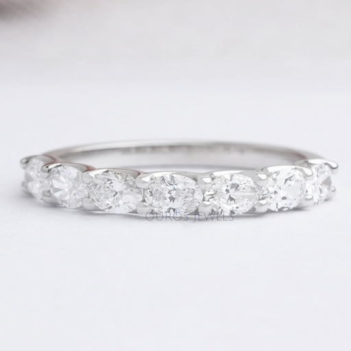 East West Oval Cut Lab Grown Diamond Wedding Band Rings