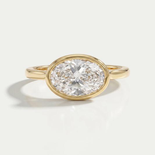 East West Oval Lab Diamond Bezel Set Ring Rings