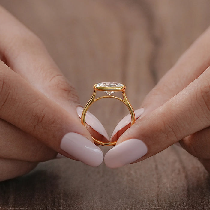 East West Oval Lab Diamond Bezel Set Ring Rings