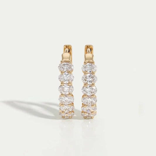 East West Oval Lab Grown Diamond Hoop Earrings Earrings