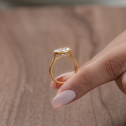 East West Oval Lab Diamond Bezel Set Ring Rings