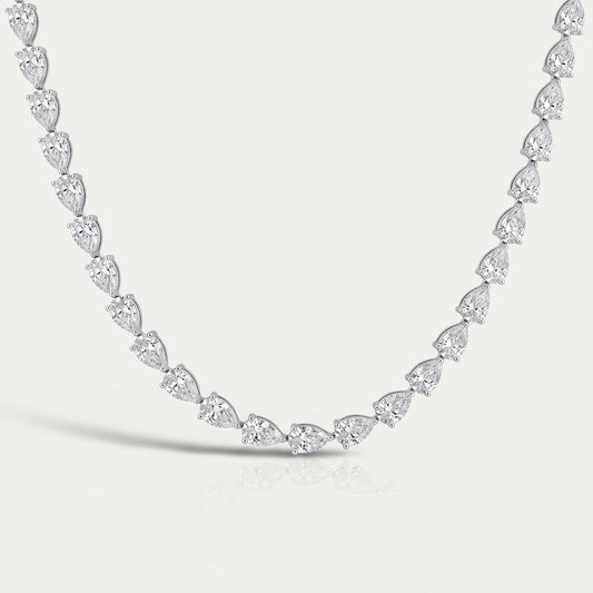 East West Pear Cut Lab Diamond Tennis Necklace Necklaces