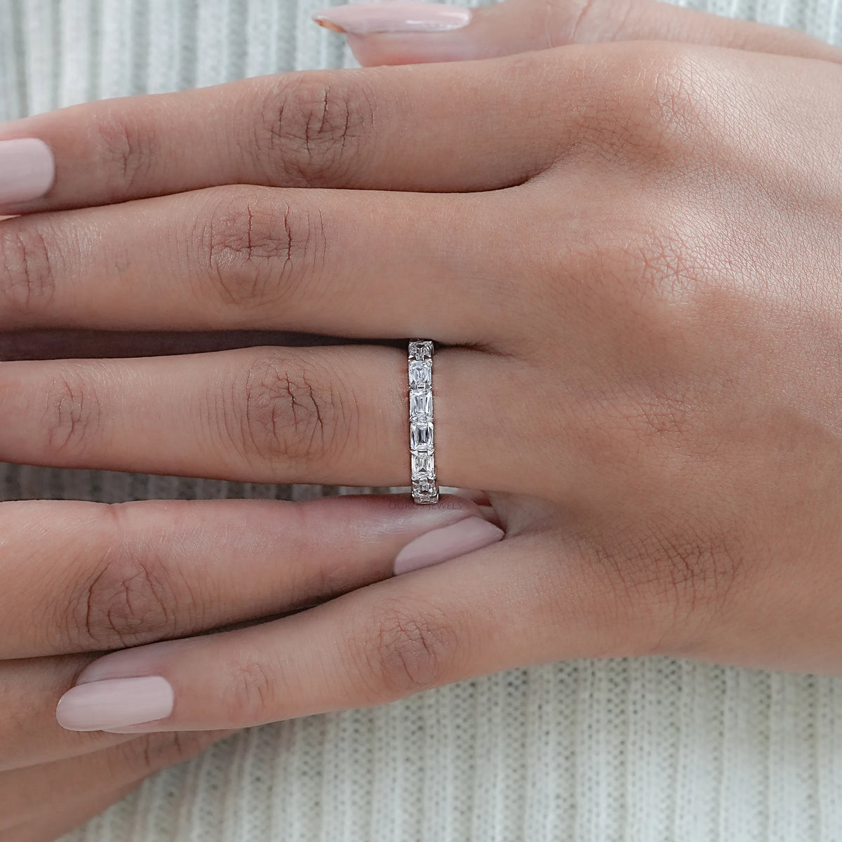 Criss Cut Eternity Wedding Band - East West Set Ring