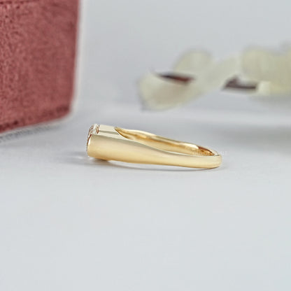 Half Bezel East West Step Cut Moval Diamond Ring Ring