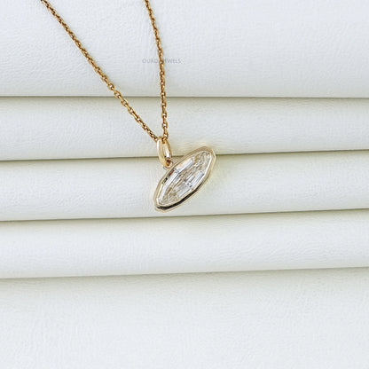 East West Step Cut Moval Bezel Set Pendant Necklaces