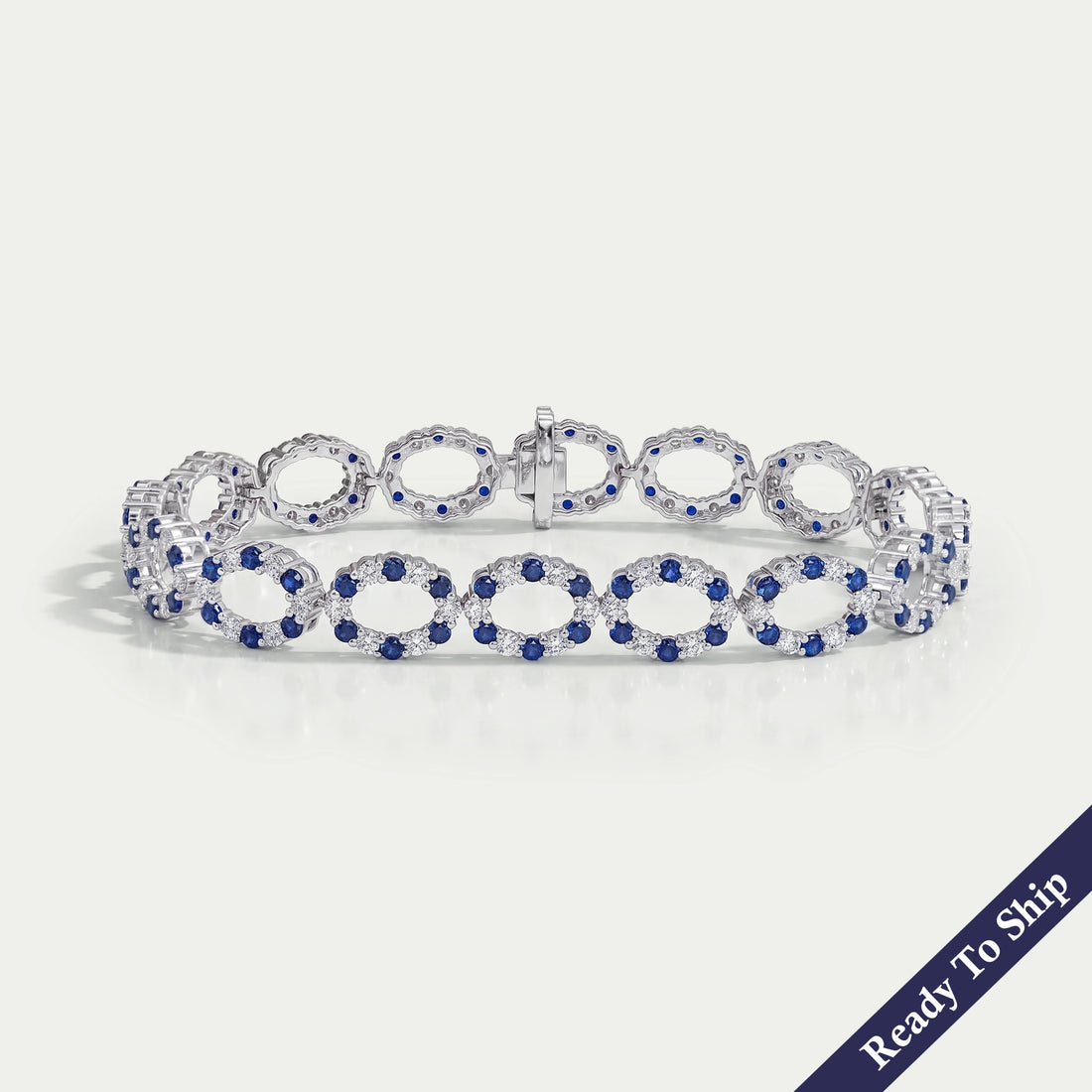 Elegant Blue Sapphire and Diamond Bracelet