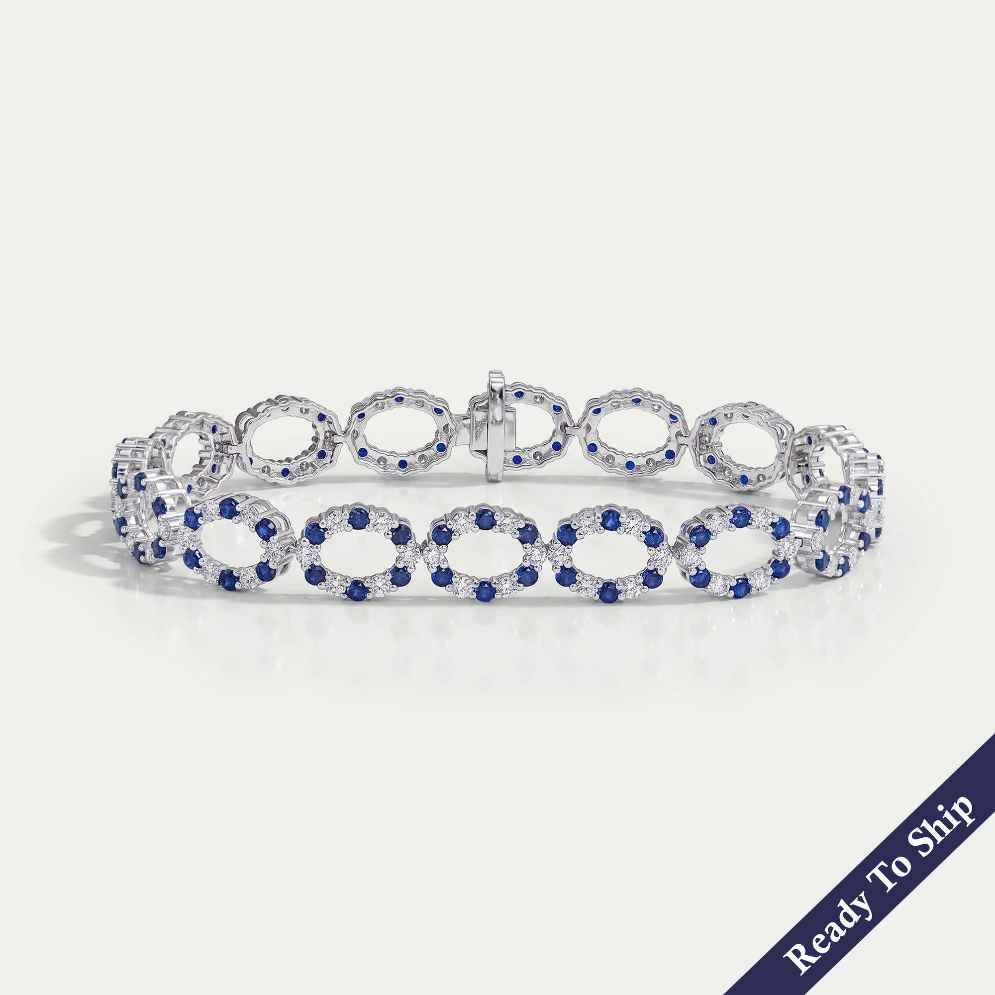 Elegant Blue Sapphire and Diamond Bracelet