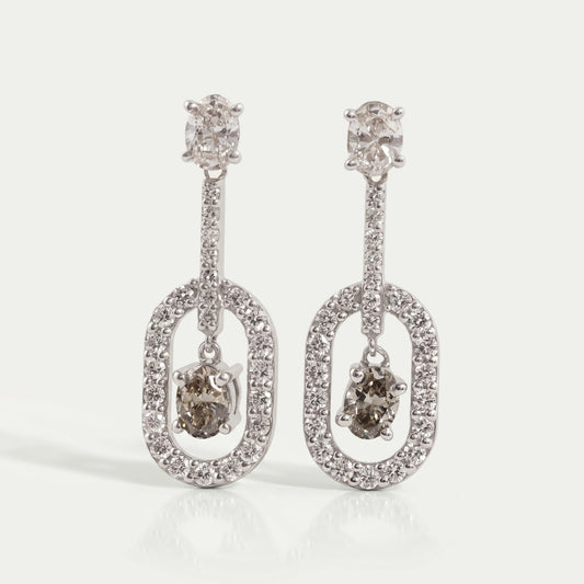 Elegant Oval Drop Earrings With Olive Oval-Cut Diamonds Earrings