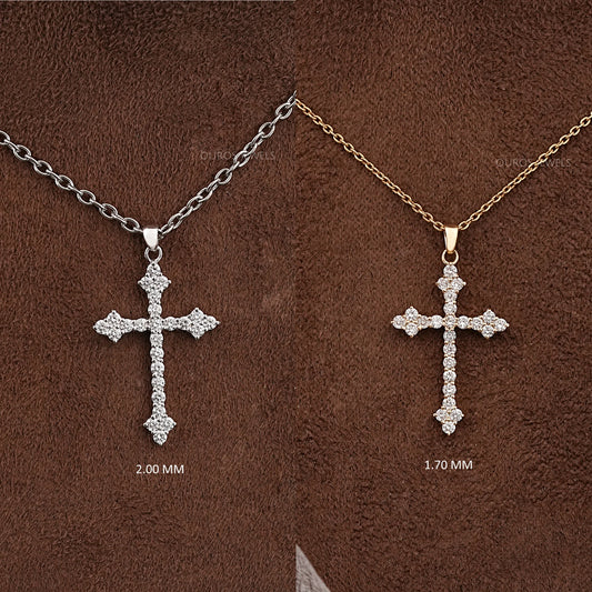 Round Diamond Cross Pendant Necklaces